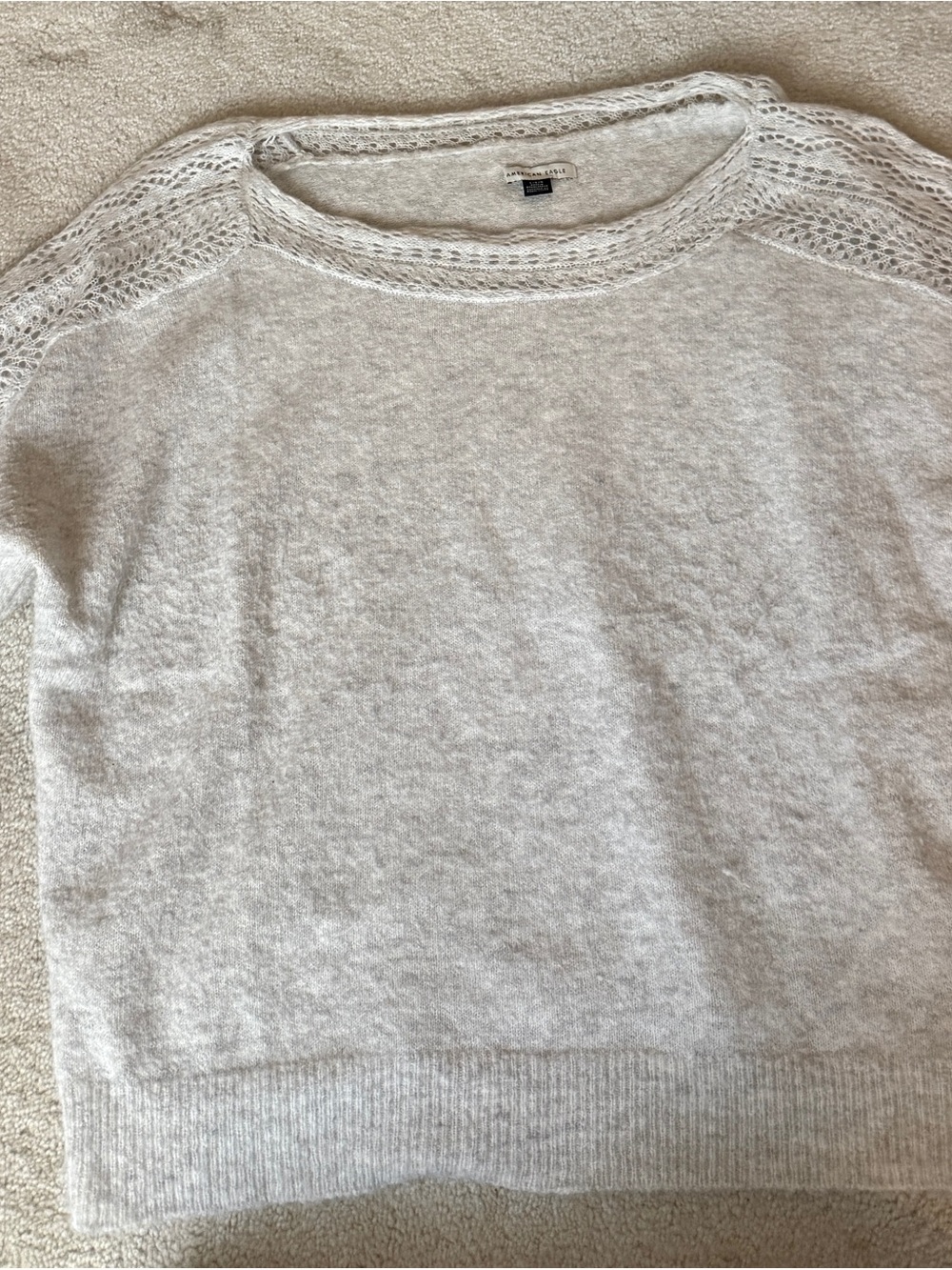 American Eagle women's whoa so soft sweater with lace detail